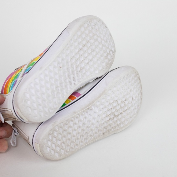 Vans x Flour Shop Rainbow High Tops Toddler Size 8 White Rainbow - Picture 11 of 13